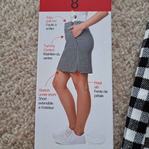 ❤S.C.& Co. Pull On Skort Black And White Gingham Print Stretch Skirt Women's NWT - Picture 7 of 12